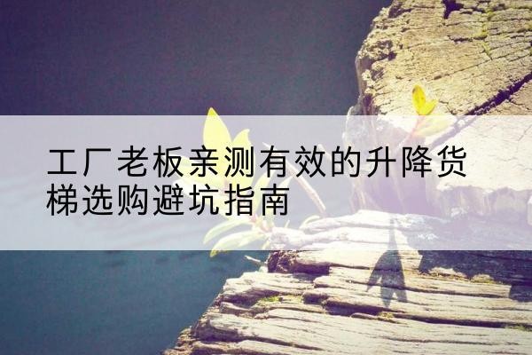 和平升降货梯怎么选-工厂老板亲测有效的升降货梯选购避坑指南